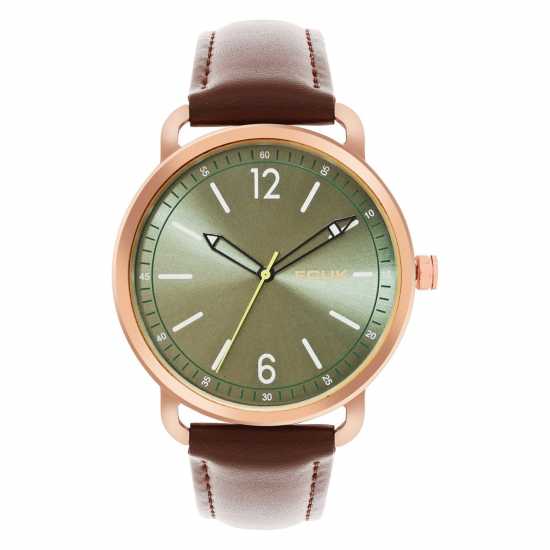 Fcuk Rose Case Round Shape Brown Strap Quartz Watch Fcuk Rose Case Round Shape Brown Strap Quartz Watch