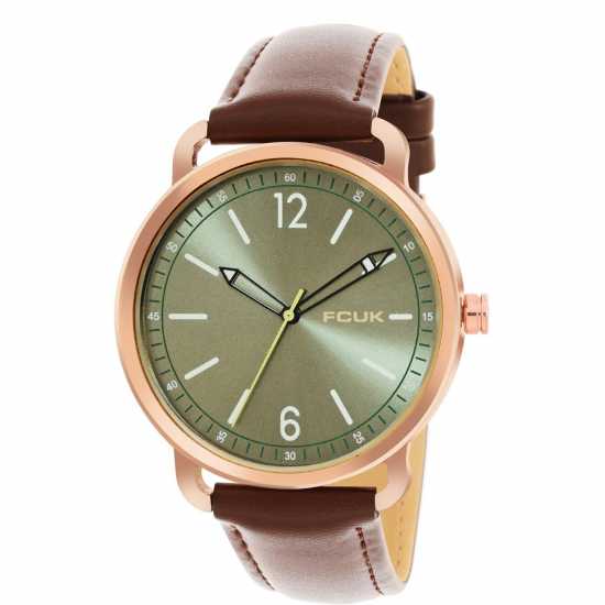 Fcuk Rose Case Round Shape Brown Strap Quartz Watch Fcuk Rose Case Round Shape Brown Strap Quartz Watch
