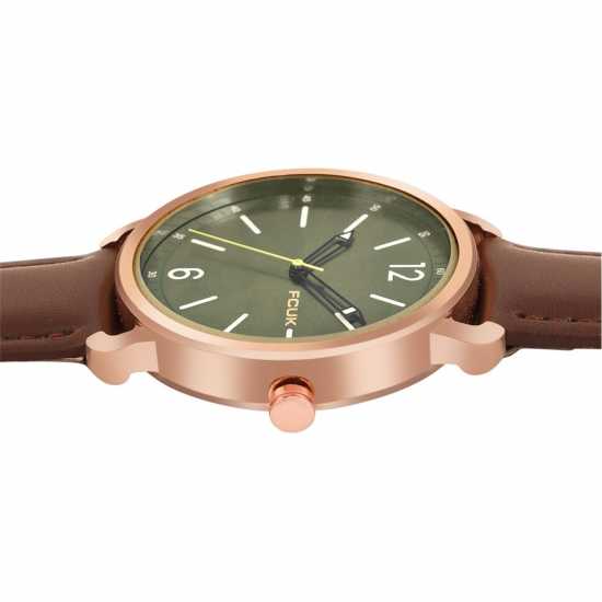 Fcuk Rose Case Round Shape Brown Strap Quartz Watch Fcuk Rose Case Round Shape Brown Strap Quartz Watch