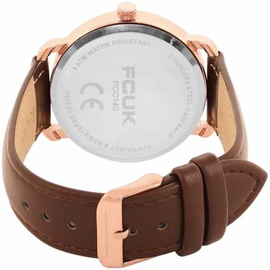 Fcuk Rose Case Round Shape Brown Strap Quartz Watch Fcuk Rose Case Round Shape Brown Strap Quartz Watch