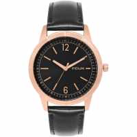 Fcuk Rose Case Round Shape Black Strap Quartz Watch  