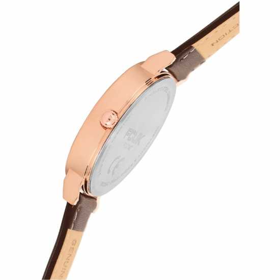 Fcuk Rose Case Round Shape Brown Strap Quartz Watch  