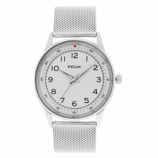 Fcuk Silver Case Round Shape Silver Strap Quartz Watch  