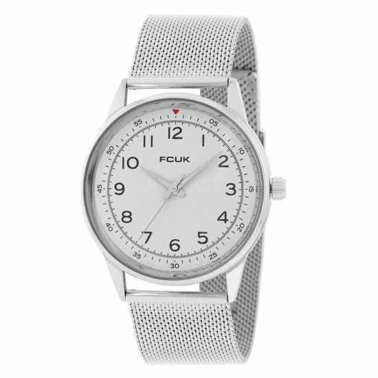 Fcuk Silver Case Round Shape Silver Strap Quartz Watch  