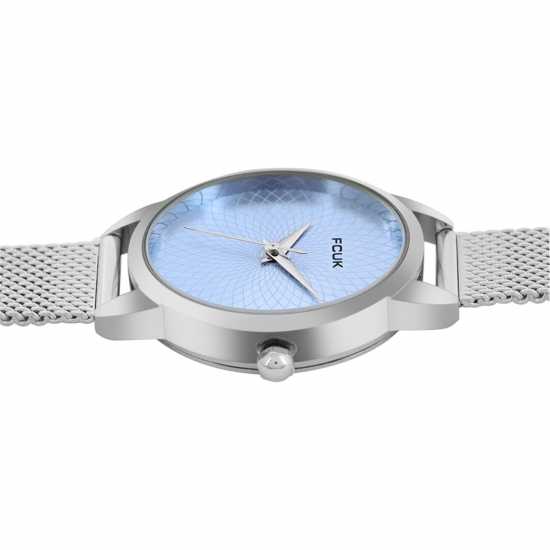Fcuk Silver Case Round Shape Silver Strap Quartz Watch  