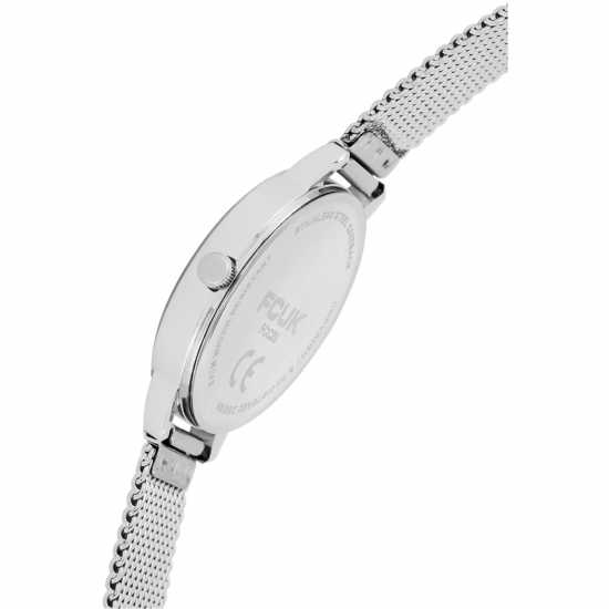 Fcuk Silver Case Round Shape Silver Strap Quartz Watch  