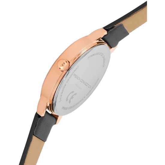 Fcuk Fcuk Rose Case Round Shape Black Strap Quartz Watch  