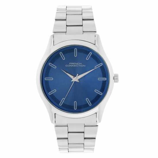 French Connection Silver Case Round Shape Silver Strap Quartz Watch  