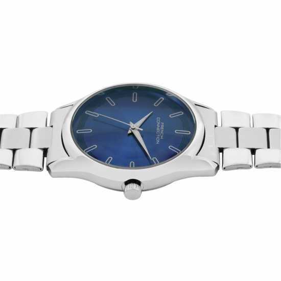 French Connection Silver Case Round Shape Silver Strap Quartz Watch  