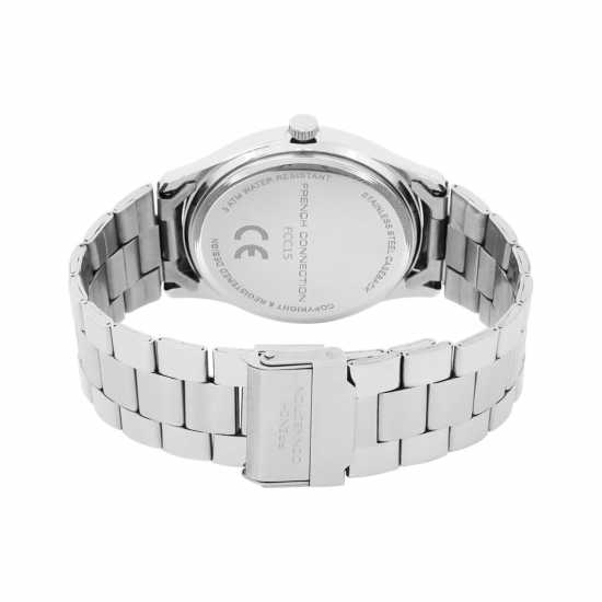 French Connection Silver Case Round Shape Silver Strap Quartz Watch  
