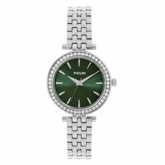 Fcuk Fcuk Silver Case Round Shape Silver Strap Quartz Watch  