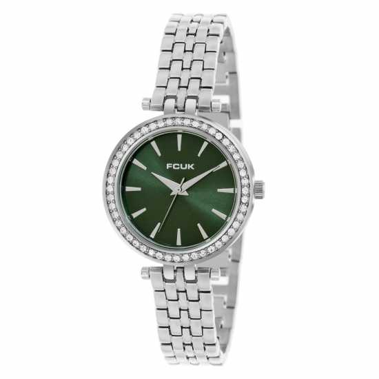 Fcuk Fcuk Silver Case Round Shape Silver Strap Quartz Watch  