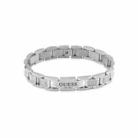 Guess Men's Flat White Cubic Zirconia Chain Bracelet  