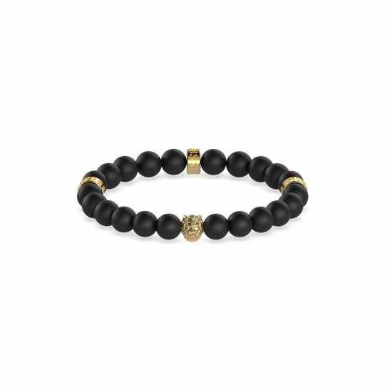 Guess Men's Black Beads And Lion Bead Bracelets  