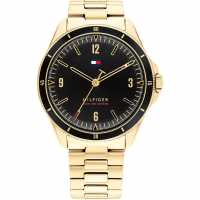 Tommy Hilfiger Gents Ip Gold Black Dial Watch