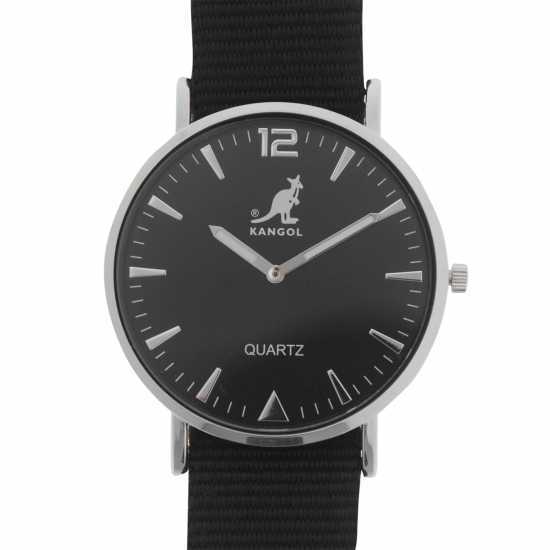 Kangol Мъжки Часовник Quartz Stitched Strap Watch Mens Black Бижутерия