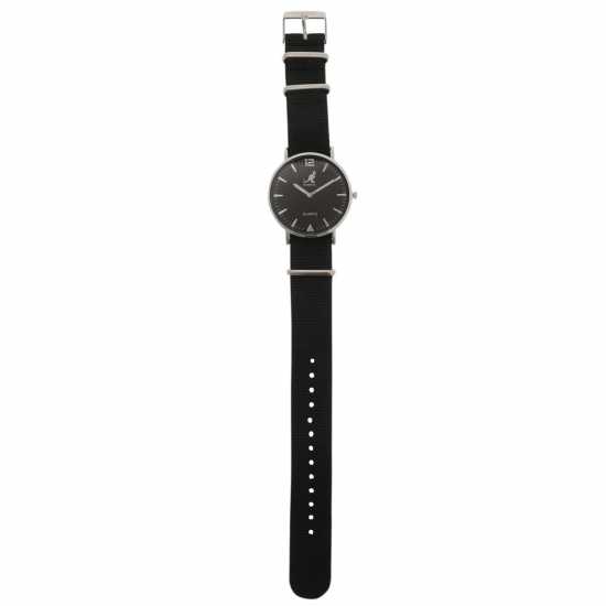 Kangol Мъжки Часовник Quartz Stitched Strap Watch Mens Black Бижутерия
