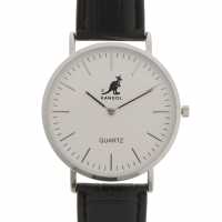 Kangol Мъжки Часовник Quartz Stitched Strap Watch Mens Silver/ Black Бижутерия