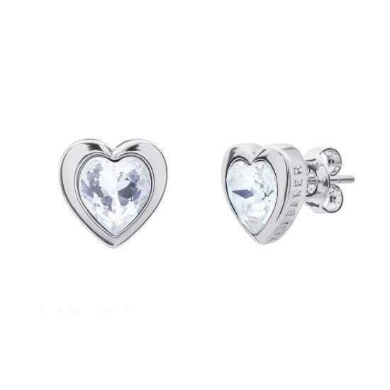 Ted Baker Han Crystal Heart Earrings For Women Silver/Crystal Бижутерия