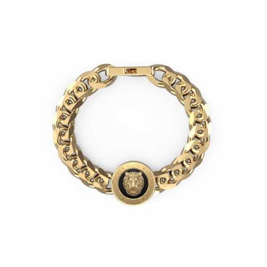 Guess 21Mm Lion Coin & Black Bracelet Gold Guess 21Mm Lion Coin & Black Bracelet Gold
