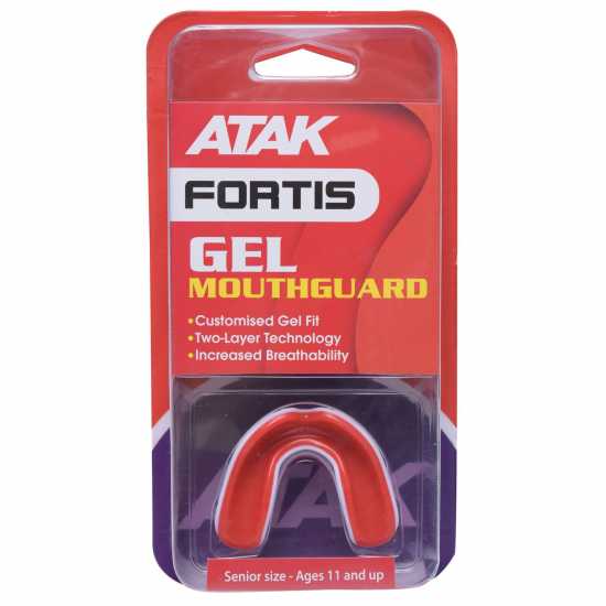 Боксови протектори за уста Atak Sports Fortis Gel Mouthguard Senior Червено/Бяло Atak Sports Fortis Gel Mouthguard Senior Червено/Бяло Боксови протектори за уста