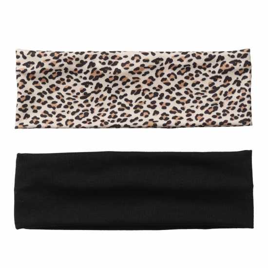 Miso 2Pk Stretch Headband Черно/Леопард Шапки с козирка