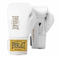 Everlast 1910 Pro Leather Hook And Loop Boxing Gloves White 