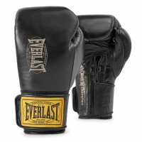 Everlast 1910 Pro Leather Hook And Loop Boxing Gloves Black 