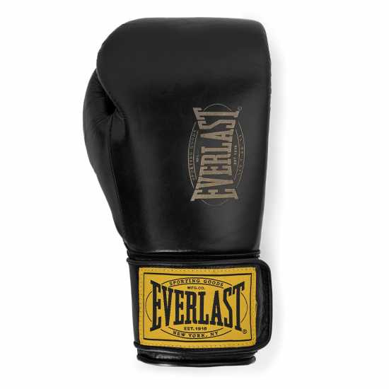 Everlast 1910 Pro Leather Hook And Loop Boxing Gloves Black 
