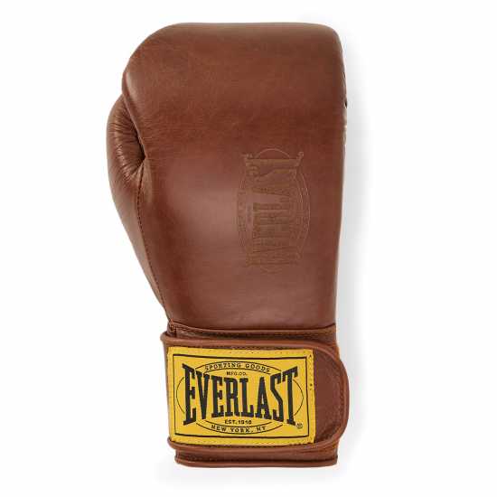 Everlast 1910 Pro Leather Hook And Loop Boxing Gloves Brown 