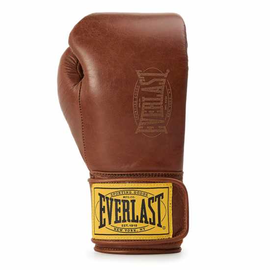 Everlast 1910 Pro Leather Hook And Loop Boxing Gloves Brown 