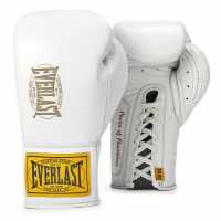 Everlast 1910 Pro Leather Laced Boxing Gloves White 