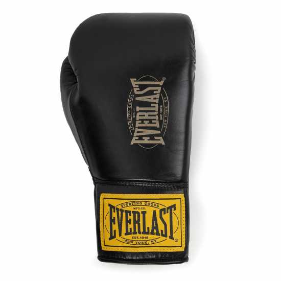 Everlast 1910 Pro Leather Laced Boxing Gloves Black 