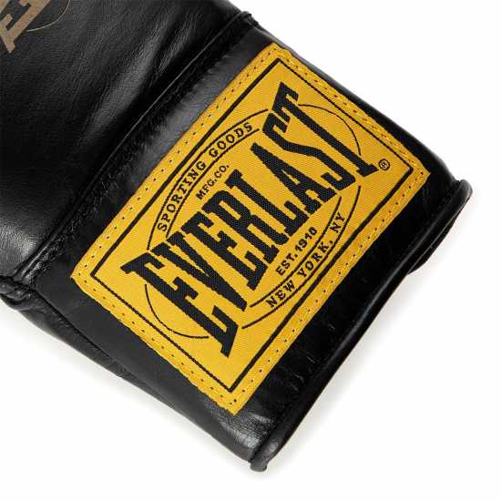Everlast 1910 Pro Leather Laced Boxing Gloves Black 