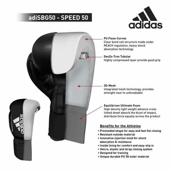 Adidas Speed 50 Training Boxing Gloves White Боксови ръкавици