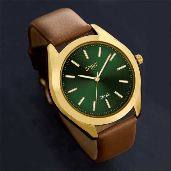 Часовници Spirit Spirit Gent's Solar Brown Strap Green Dial Watch Spirit Spirit Gent's Solar Brown Strap Green Dial Watch Часовници