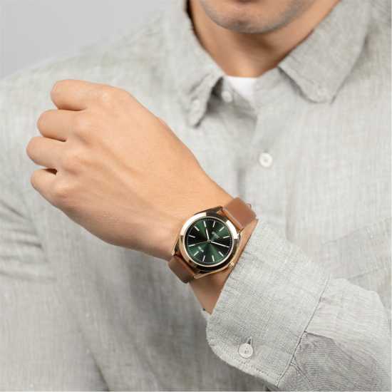 Часовници Spirit Spirit Gent's Solar Brown Strap Green Dial Watch Spirit Spirit Gent's Solar Brown Strap Green Dial Watch Часовници