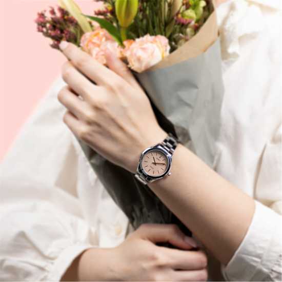 Spirit Ladies Solar Silver Bracelet Pink Dial Watch  Бижутерия