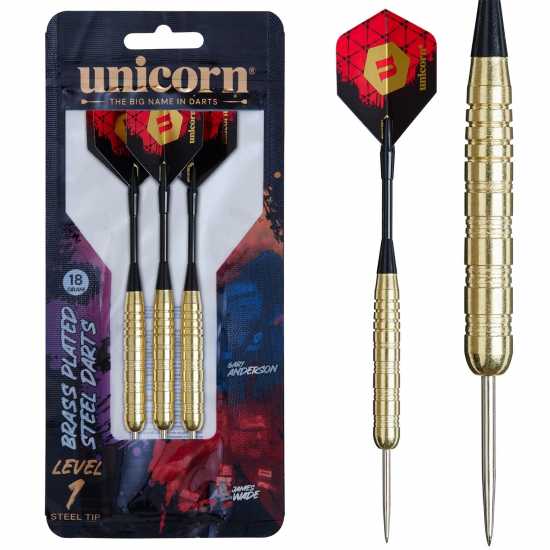 Steel Tip Darts Set | Level 1 | Brass Plated Steel Barrels | Knurled Grip  