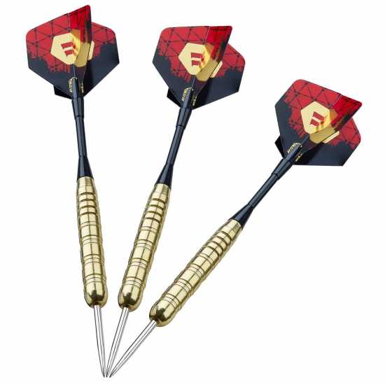Steel Tip Darts Set | Level 1 | Brass Plated Steel Barrels | Knurled Grip  