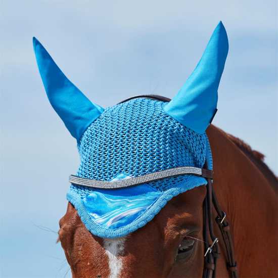 Weatherbeeta Prime Marble Ear Bonnet Син Свирл Мрамор За коня