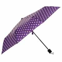 Slazenger Web Fold Umbrella Purple/Polka Чадъри за дъжд