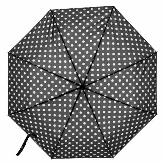Slazenger Web Fold Umbrella Black/Polka Чадъри за дъжд