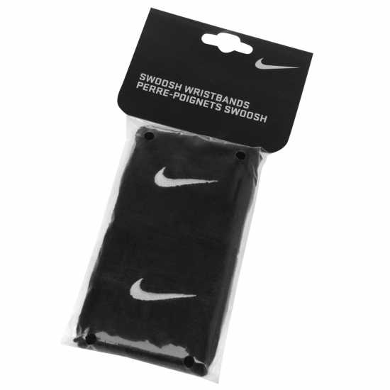 Nike 2 Бр. Ленти За Ръце Swoosh Wristband 2 Pack Черно/Бяло Ленти за глава и кърпи за зала