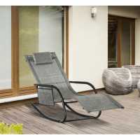 Outsunny Breathable Mesh Rocking Chair Lounger Light Grey Лагерни маси и столове