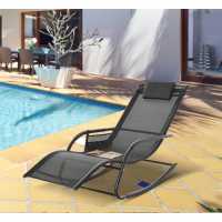 Outsunny Breathable Mesh Rocking Chair Lounger Black Лагерни маси и столове