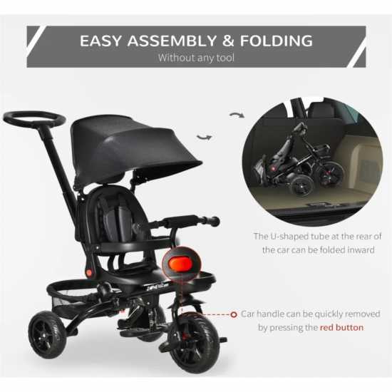 Homcom 4 In 1 Toddler Pedal Trike - 1-5 Years Black Детски велосипеди
