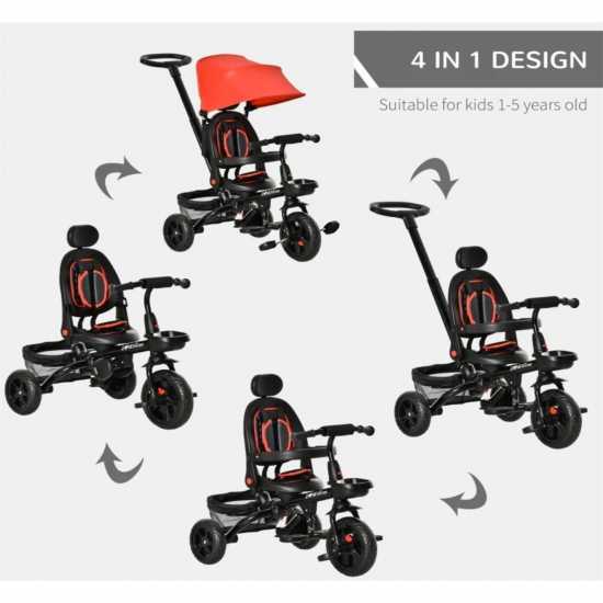 Homcom 4 In 1 Toddler Pedal Trike - 1-5 Years Red Детски велосипеди