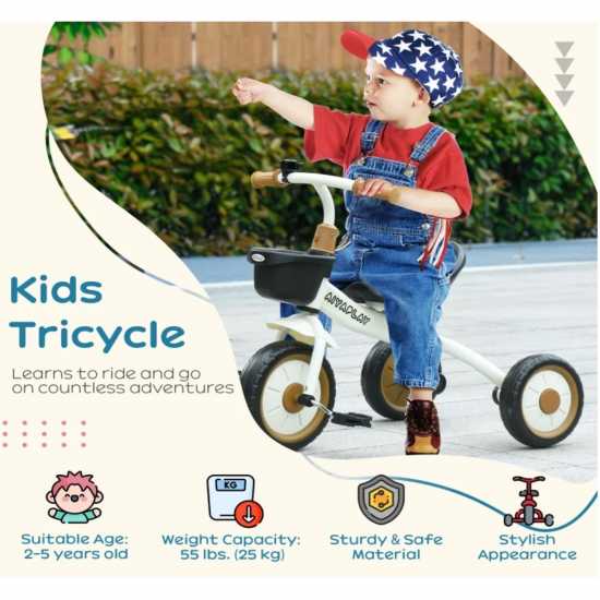 Aiyaplay Kids Trike With Adjustable Seat 2-5 Years White Детски велосипеди