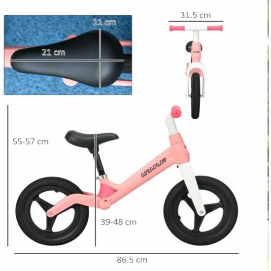 Aiyaplay Balance Bike With Adjustable Seat Pink Детски велосипеди